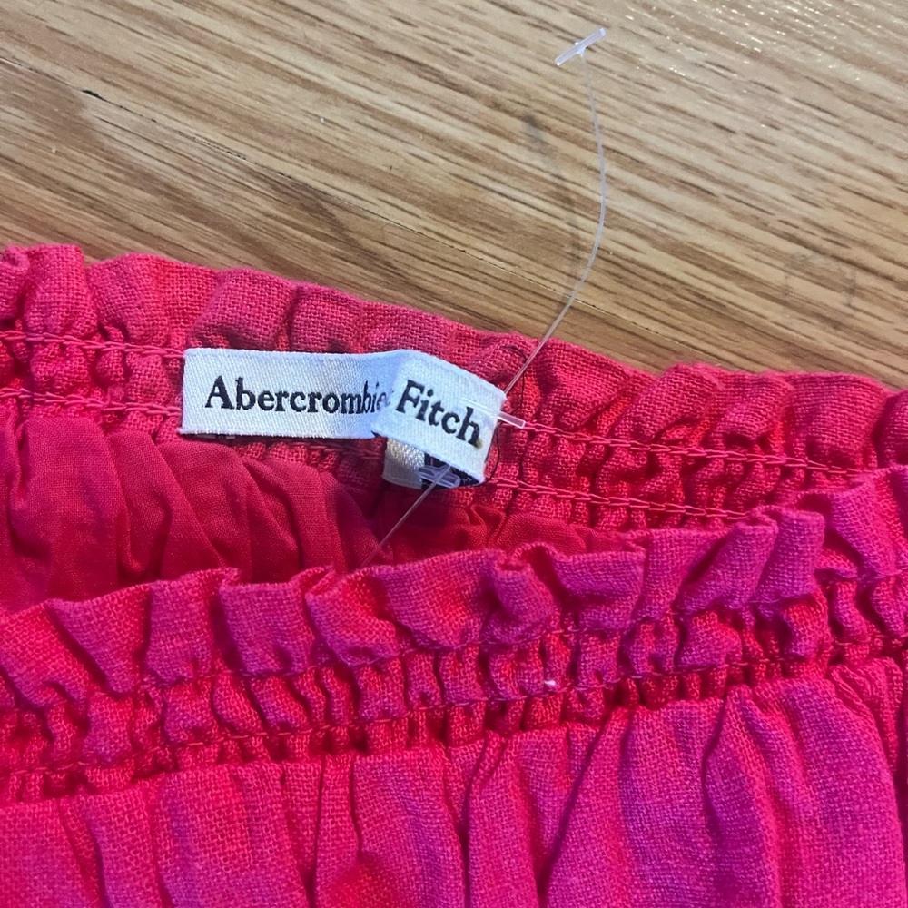 Abercrombie & Fitch A&F Linen Blend Ruched Crop Tank‎ Top Pink Sleeveless XXXL - Picture 3 of 4